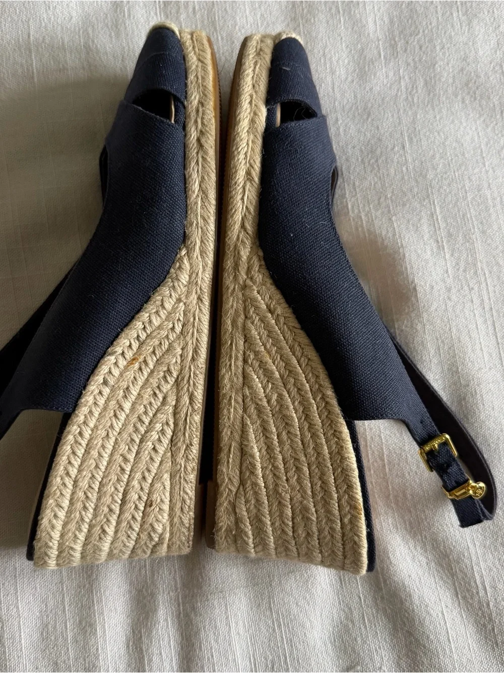 Lauren Ralph Lauren Wedge Sandals Womens Size 9 Blue Espadrille Slingback Summer